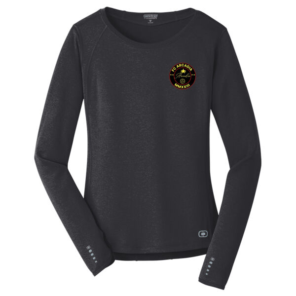 OGIO® Ladies Long Sleeve Pulse Crew with FC ARCADIA DTF PRINTED LOGO Thumbnail