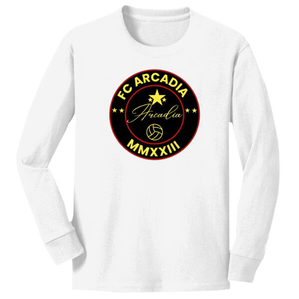 Port & Company® Youth Long Sleeve Core Cotton Tee with FC Arcadia DTF PRINTED LOGO Thumbnail